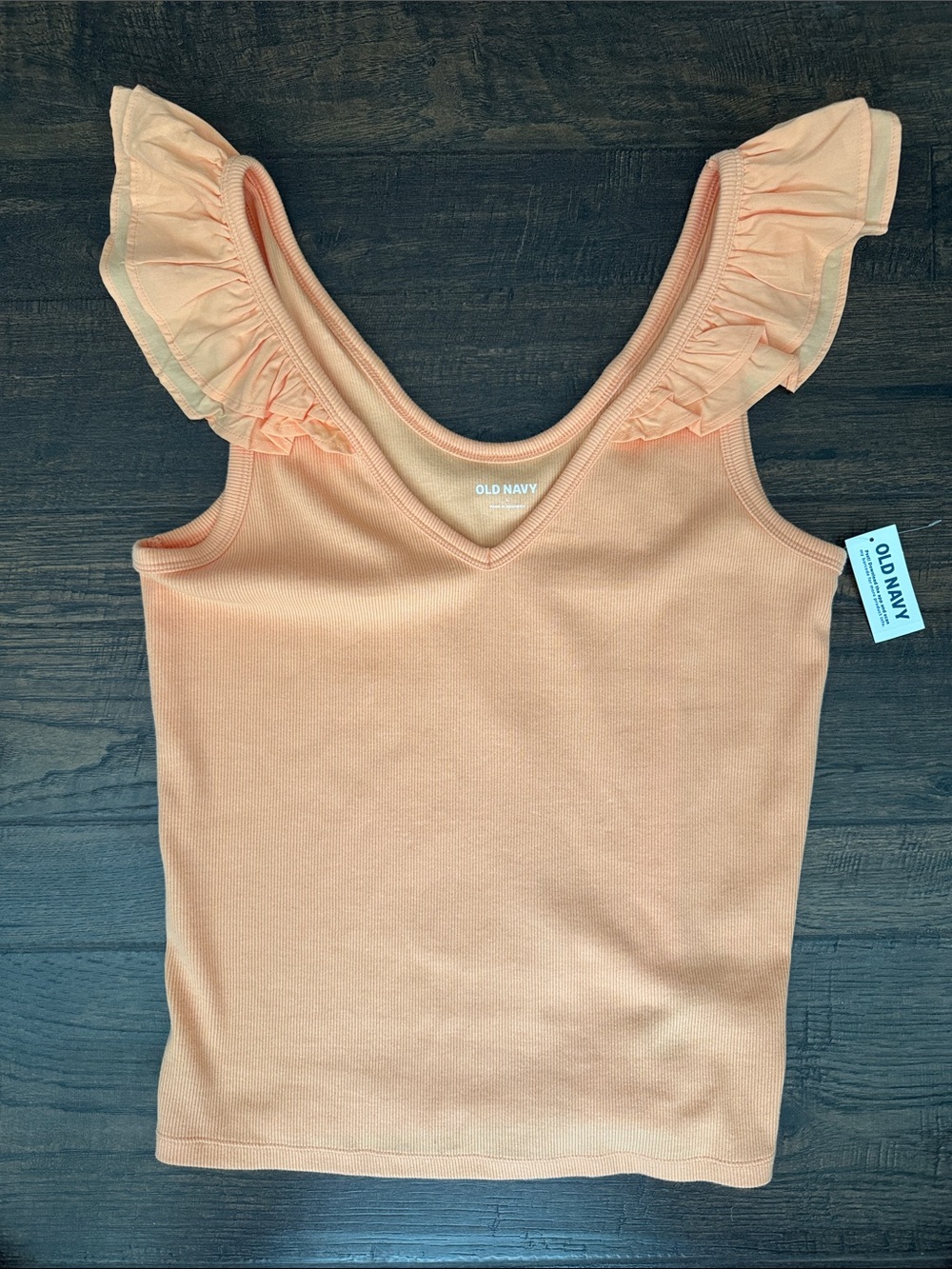 Old Navy Peach Ruffle-Trim V-Neck Tank